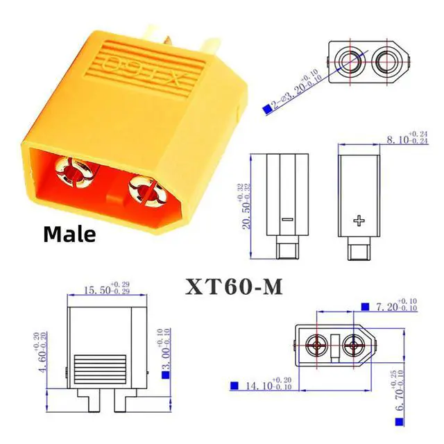 Alt view image 4 of 7 - XT60 Power Connector Male to Male 12AWG Extension Cable High Current Compatible with Quadcopter Multirotor RC Battery Portable Charge Station Solar Panel (50cm)