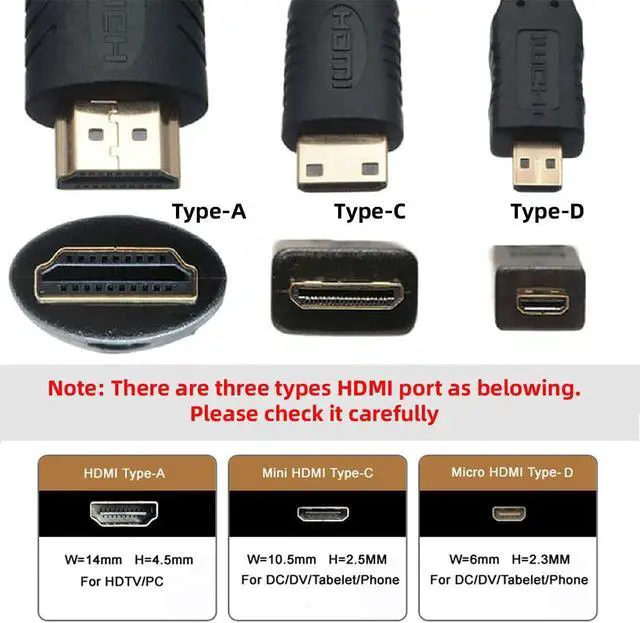 Alt view image 6 of 7 - Micro HDMI Type-D Male to Mini HDMI 1.4 Type-C Female 4K Extension Cable for Computer HDTV Graphics Card UHD
