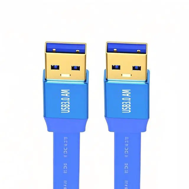 Main image of Slim USB 3.0 Type-A Male to USB3.0 A Male Cable Ultra Flat Extension Blue 5Gbps Compatible with Disk SSD Camera Data (30cm)