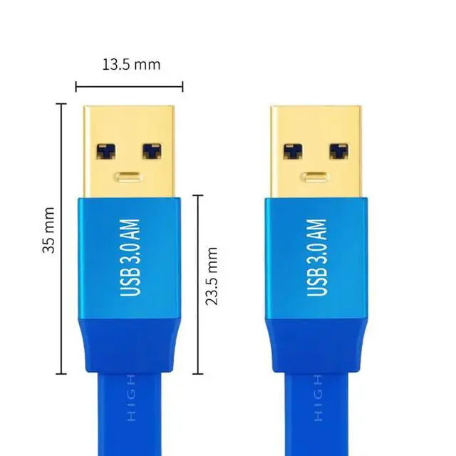 Alt view image 4 of 7 - Slim USB 3.0 Type-A Male to USB3.0 A Male Cable Ultra Flat Extension Blue 5Gbps Compatible with Disk SSD Camera Data (100cm)