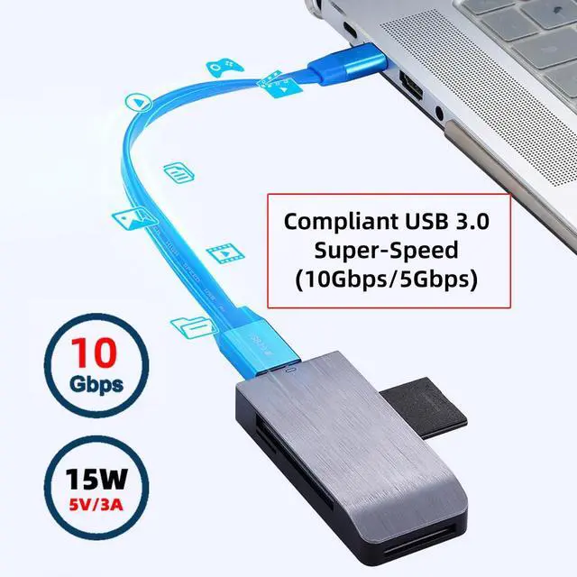 Alt view image 3 of 7 - Ultra Flat Slim USB 3.0 Type-C Male USB-C to OTG USB 3.0 Type-A Female Cable Ultra Flat On-the-Go Blue 10Gbps Compatible with Laptop Computer Disk SSD Camera Data (20cm)