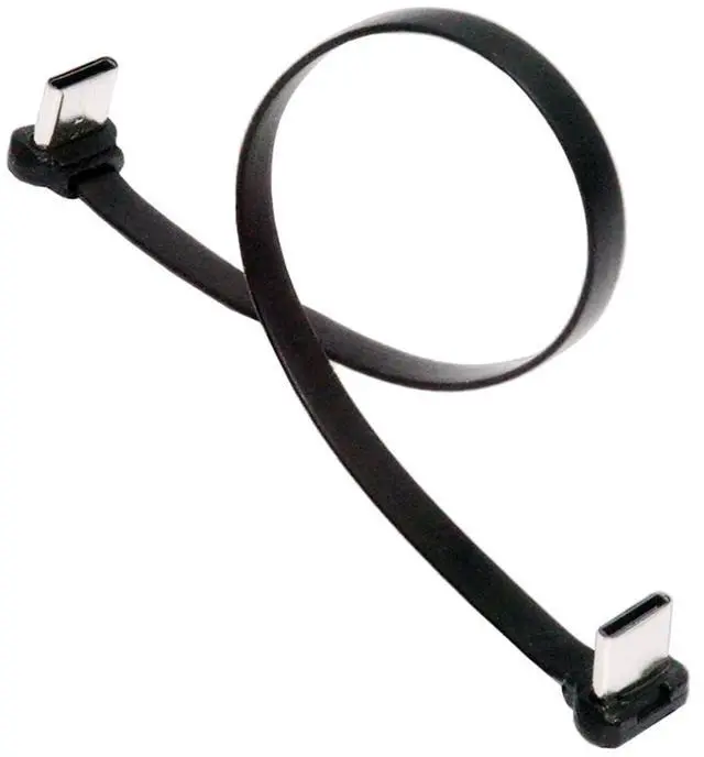 Main image of 90 Degree Dual Angled USB-C Type C to USB-C Ultra Slim Flat Power USB2.0 Data Cable Angled Connector 65W Fast Charge Compatible with Laptop Tablet Phone (200mm)