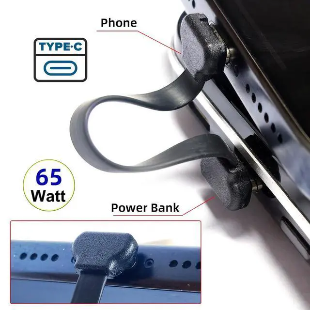 Alt view image 2 of 7 - 90 Degree Dual Angled USB-C Type C to USB-C Ultra Slim Flat Power USB2.0 Data Cable Angled Connector 65W Fast Charge Compatible with Laptop Tablet Phone (70mm)