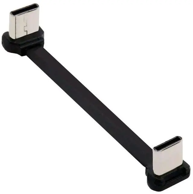 Main image of 90 Degree Dual Angled USB-C Type C to USB-C Ultra Slim Flat Power USB2.0 Data Cable Angled Connector 65W Fast Charge Compatible with Laptop Tablet Phone (70mm)