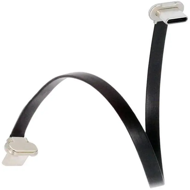 Main image of 90 Degree Dual Angled USB-C Type C to USB-C Ultra Slim Flat Power USB2.0 Data Cable 65W Fast Charge Compatible with Laptop Tablet Phone (200mm)
