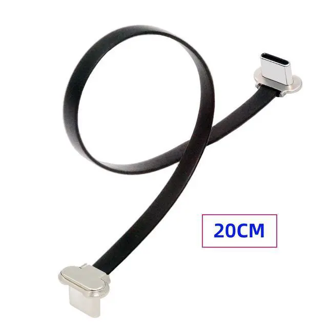 Alt view image 2 of 7 - 90 Degree Dual Angled USB-C Type C to USB-C Ultra Slim Flat Power USB2.0 Data Cable 65W Fast Charge Compatible with Laptop Tablet Phone (200mm)