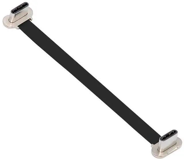 Main image of 90 Degree Dual Angled Ultra Slim Flat USB-C Type C to USB-C Power USB2.0 Data Cable 65W Fast Charge Compatible with Laptop Tablet Phone (70mm)