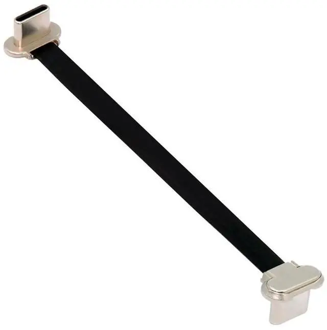 Main image of 90 Degree Dual Angled USB-C Type C to USB-C Ultra Slim Flat Power USB2.0 Data Cable 65W Fast Charge Compatible with Laptop Tablet Phone (70mm)