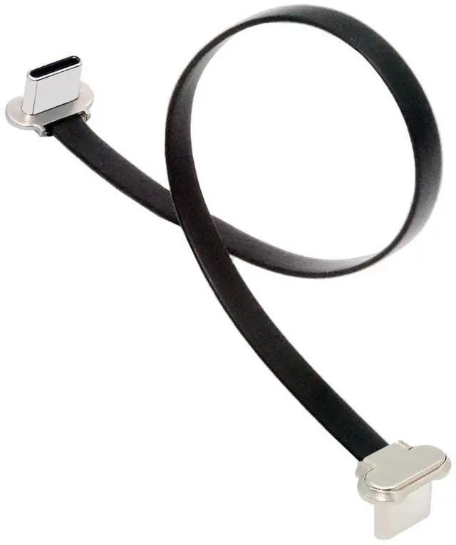 Main image of 90 Degree Dual Angled USB-C Type C to USB-C Ultra Slim Flat Power USB2.0 Data Cable 65W Fast Charge Compatible with Laptop Tablet Phone (150mm)