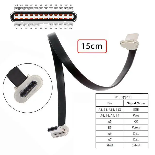 Alt view image 4 of 7 - 90 Degree Dual Angled USB-C Type C to USB-C Ultra Slim Flat Power USB2.0 Data Cable 65W Fast Charge Compatible with Laptop Tablet Phone (150mm)