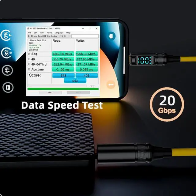 Alt view image 7 of 7 - Smart LED Display USB-C USB4 Stretch Coiled Cable 20Gbps Data 100W Power 8K Video Compatible with Laptop Disk PhoneType-C Male to Male Cable (1.8m)