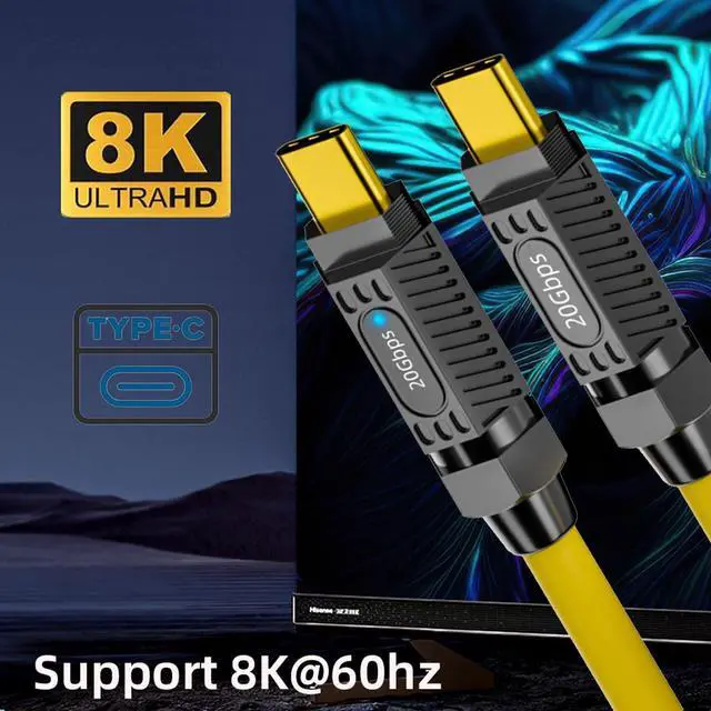 Alt view image 2 of 7 - Ultra Soft High Flex USB-C USB4 Cable 20Gbps Data 140W 8K Video Compatible with Gaming Keyboard Mouse Type-C Male to Male Cable (0.2m)
