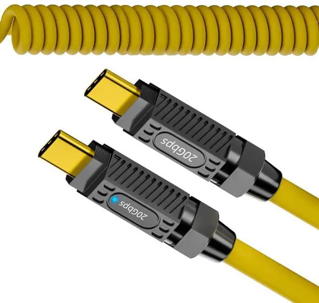 Main image of Stretch Coiled USB-C USB4 Cable 20Gbps Data 140W 8K Video Compatible with Gaming Keyboard Mouse Type-C Male to Male Cable (1.8m)
