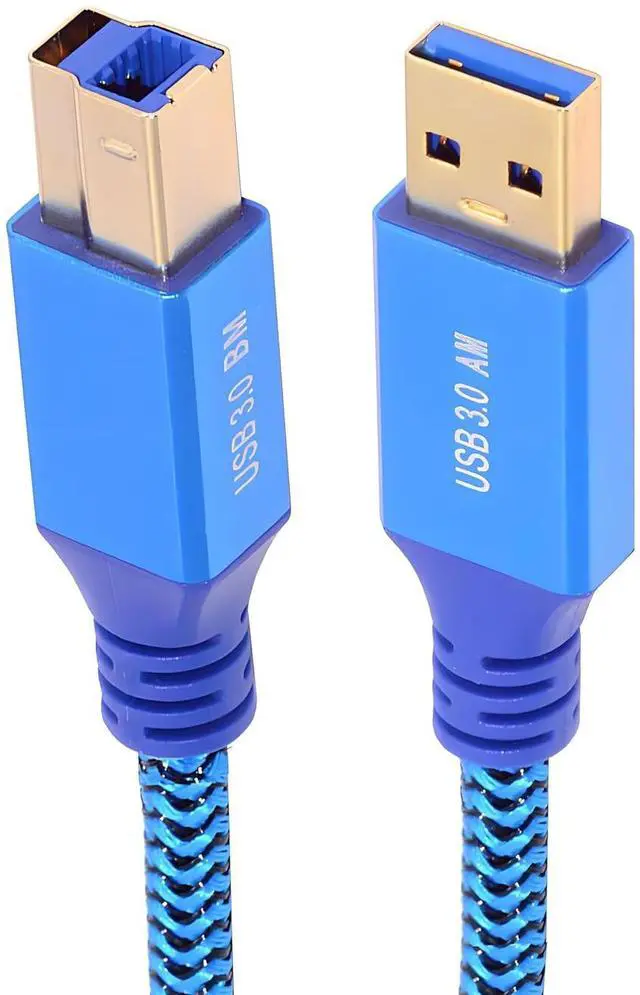 Main image of USB 3.0 Type-A Male to USB3.0 Type-B Male Cable Extension Blue Sleeve Braid Compatible withDisk SSD Camera Data Laptop Desktop 5Gbps (30cm)