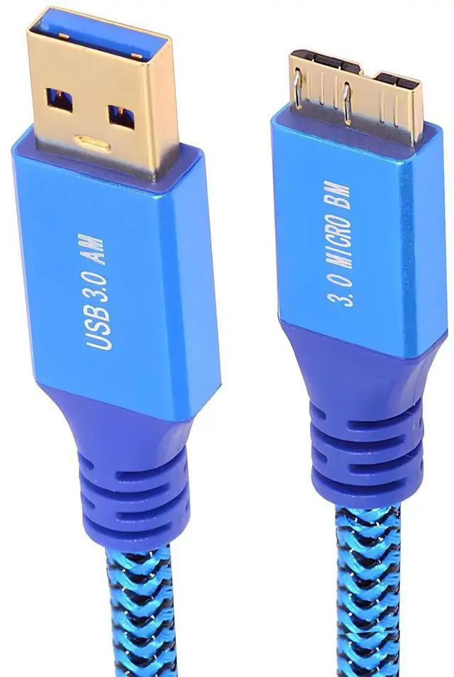 Main image of USB 3.0 Type-A Male to Micro-USB3.0 Male Cable Extension Blue Sleeve Braid Compatible withDisk SSD Camera Data Laptop Desktop 5Gbps (60cm)