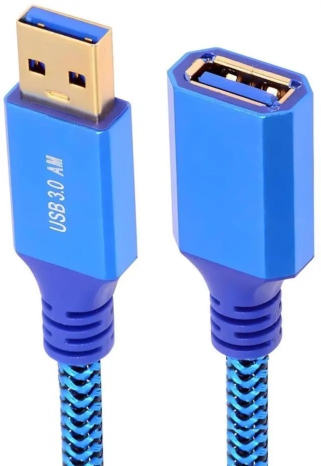 Main image of USB 3.0 Type-A Male to USB3.0 Type-A Female Cable Extension Blue Sleeve Braid Compatible withDisk SSD Camera Data Laptop Desktop 5Gbps (100cm)