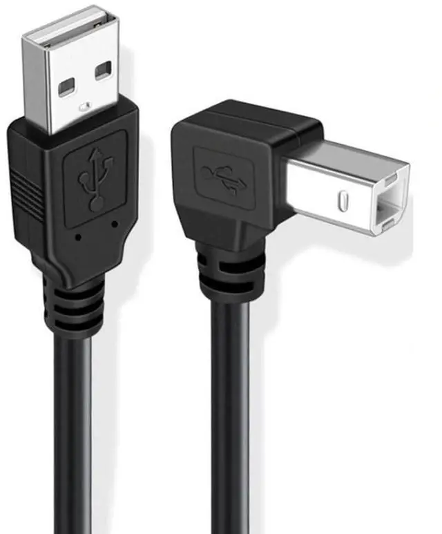 Main image of Down Angled USB 2.0 Type-B Male 90 Degree Connector to Type-A USB Male Data Power Compatible withDisk Printer Scanner Cable 150cm