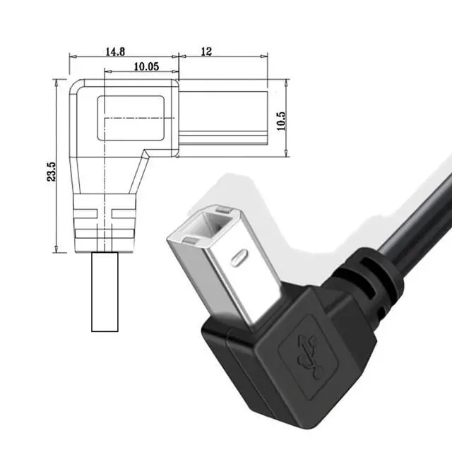 Alt view image 3 of 7 - USB 2.0 A Male to B Male Cable Down Angled 90 Degree for Printer Scanner Hard Disk (150CM)