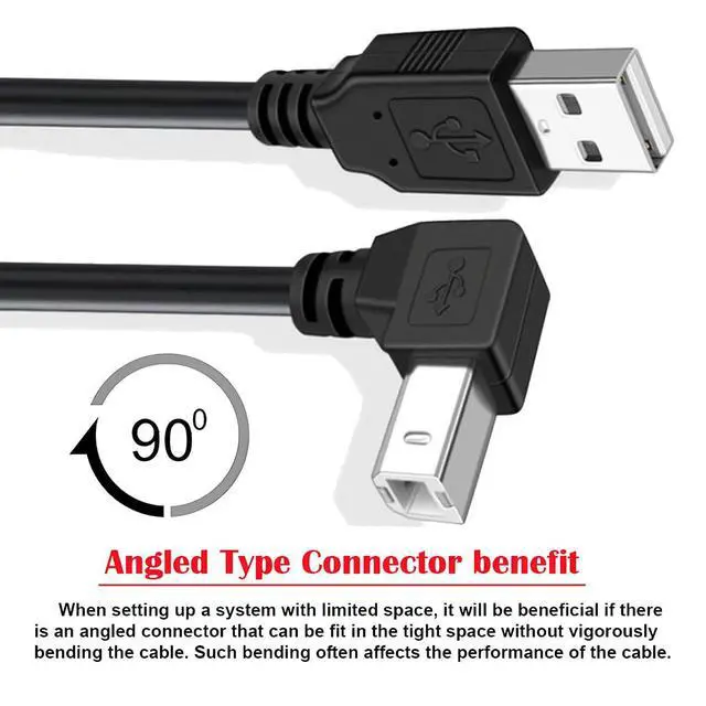 Alt view image 6 of 7 - USB 2.0 A Male to B Male Cable Down Angled 90 Degree for Printer Scanner Hard Disk (150CM)