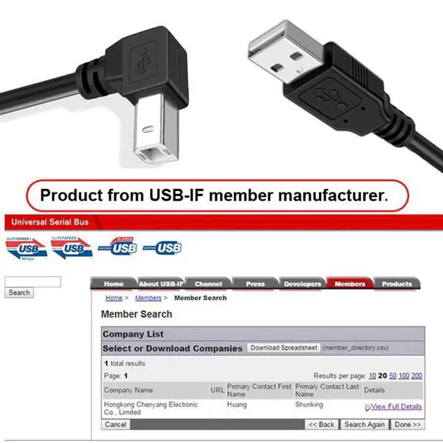 Alt view image 7 of 7 - USB 2.0 A Male to B Male Cable Down Angled 90 Degree for Printer Scanner Hard Disk (150CM)