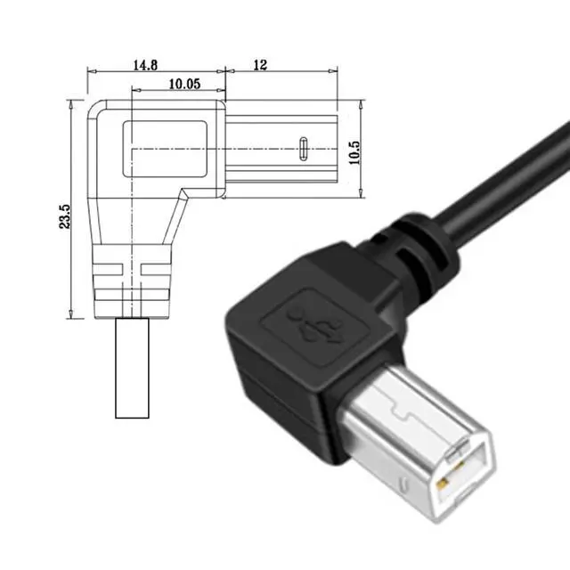 Alt view image 3 of 7 - USB 2.0 A Male to B Male Right Angled 90 Degree Printer Scanner Hard Disk Cable (150CM)