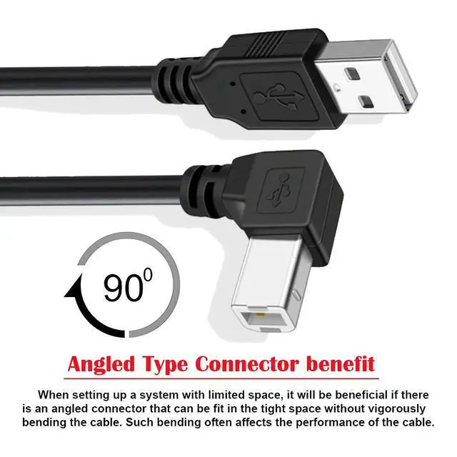 Alt view image 6 of 7 - USB 2.0 A Male to B Male Right Angled 90 Degree Printer Scanner Hard Disk Cable (150CM)