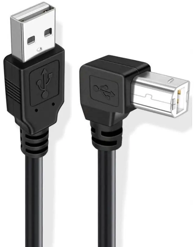 Main image of Left Angled USB 2.0 Type-B Male 90 Degree Connector to Type-A USB Male Data Power Compatible withDisk Printer Scanner Cable 150cm