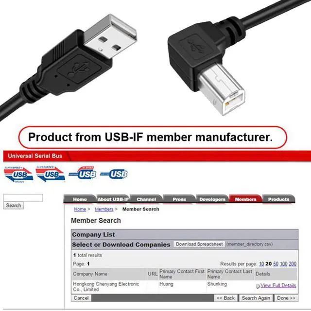 Alt view image 7 of 7 - USB 2.0 A Male to B Male Right Angled 90 Degree Printer Scanner Hard Disk Cable (150CM)