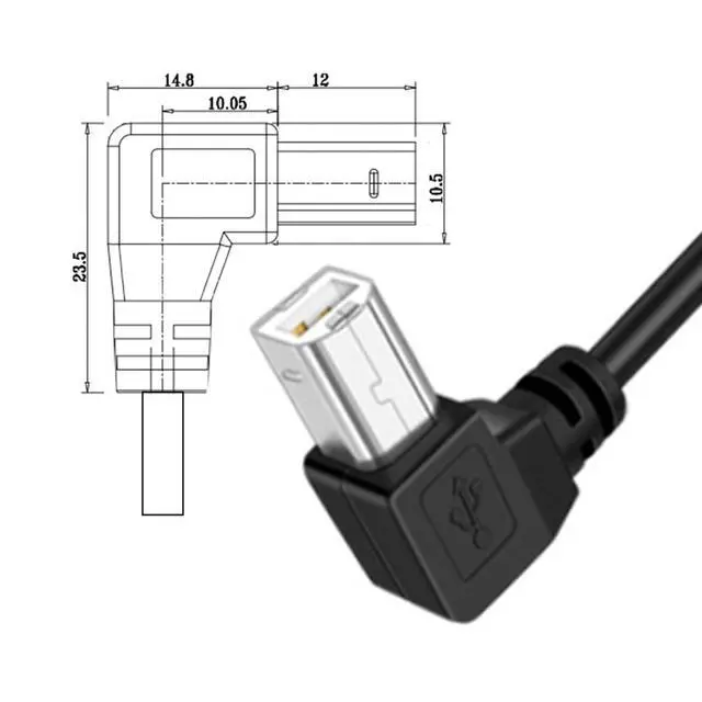 Alt view image 3 of 7 - Left Angled USB 2.0 Type-B Male 90 Degree Connector to Type-A USB Male Data Power Compatible withDisk Printer Scanner Cable 150cm