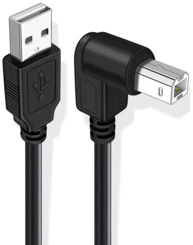 Main image of Up Angled USB 2.0 Type-B Male 90 Degree Connector to Type-A USB Male Data Power Compatible withDisk Printer Scanner Cable 150cm