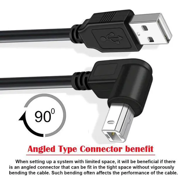 Alt view image 6 of 7 - Up Angled USB 2.0 Type-B Male 90 Degree Connector to Type-A USB Male Data Power Compatible withDisk Printer Scanner Cable 150cm