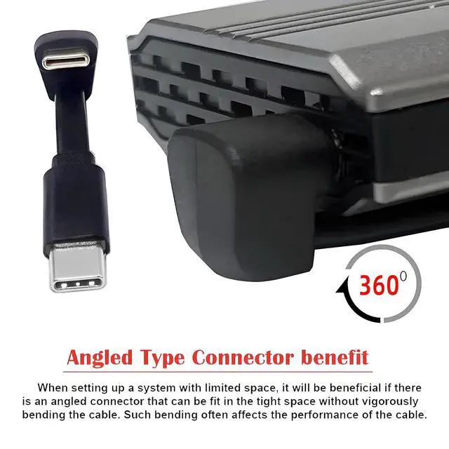 Alt view image 2 of 7 - Type-C Ultra Slim USB-C Flat Male to Female Extension Power USB2.0 Data Cable Opposite U Shape Back Angled 65W Fast Charge Compatible with Laptop Tablet Phone (64mm)