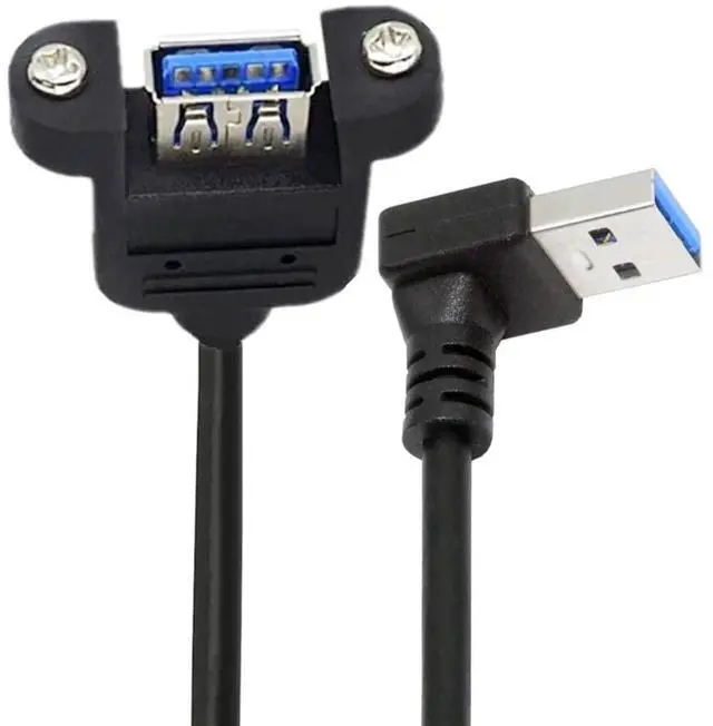 Main image of Up Angled Cord USB 3.0 Male to Female Type-A Panel Type Extension Cable Super Speed 90 Degree Connector Compatible with Tight Spaces HDTV Desktop Laptop Gaming (30cm)