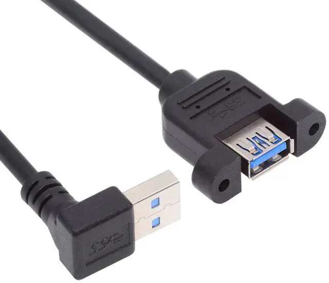 Alt view image 2 of 7 - Up Angled Cord USB 3.0 Male to Female Type-A Panel Type Extension Cable Super Speed 90 Degree Connector Compatible with Tight Spaces HDTV Desktop Laptop Gaming (30cm)