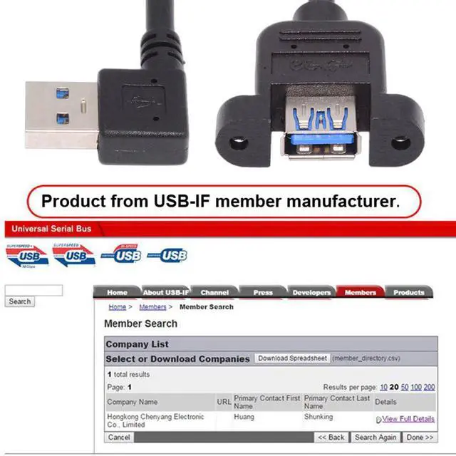 Alt view image 5 of 7 - Right Angled Cord USB 3.0 Male to Female Type-A Panel Type Extension Cable Super Speed 90 Degree Connector Compatible with Tight Spaces HDTV Desktop Laptop Gaming (30cm)