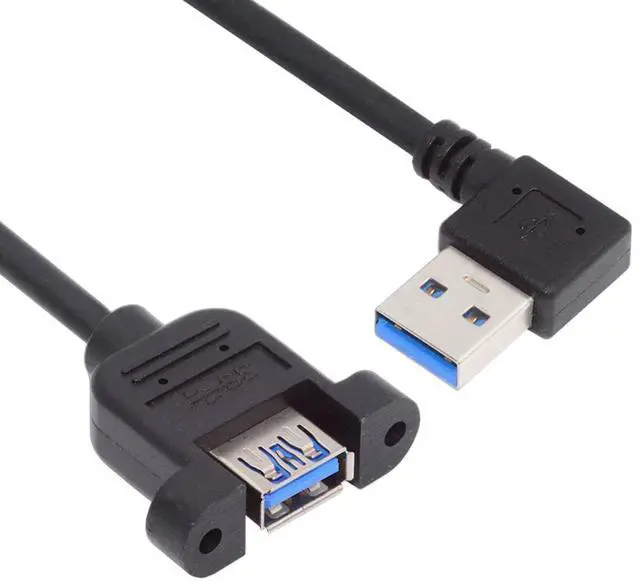 Alt view image 6 of 7 - Right Angled Cord USB 3.0 Male to Female Type-A Panel Type Extension Cable Super Speed 90 Degree Connector Compatible with Tight Spaces HDTV Desktop Laptop Gaming (30cm)