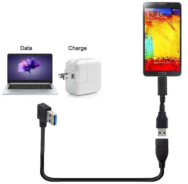 Alt view image 4 of 7 - Right Angled Cord USB 3.0 Male to Female Type-A Extension Cable Super Speed 90 Degree Connector Compatible with Tight Spaces HDTV Desktop Laptop Gaming (16cm)