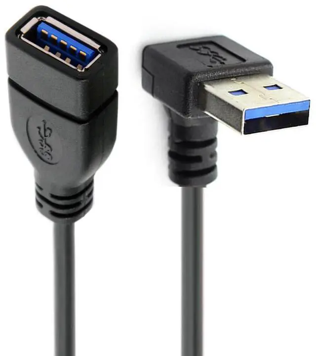 Main image of Up Angled Cord USB 3.0 Male to Female Type-A Extension Cable Super Speed 90 Degree Connector Compatible with Tight Spaces HDTV Desktop Laptop Gaming (16cm)
