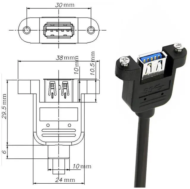 Alt view image 7 of 7 - Up Angled Cord USB 3.0 Male to Female Type-A Panel Type Extension Cable Super Speed 90 Degree Connector Compatible with Tight Spaces HDTV Desktop Laptop Gaming (30cm)