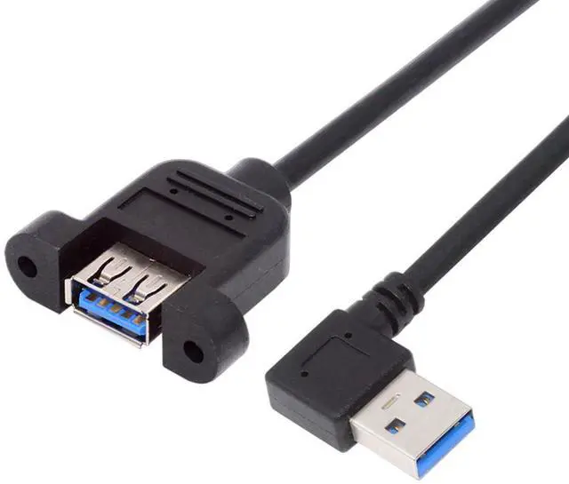 Alt view image 6 of 7 - Left Angled Cord USB 3.0 Male to Female Type-A Panel Type Extension Cable Super Speed 90 Degree Connector Compatible with Tight Spaces HDTV Desktop Laptop Gaming (30cm)