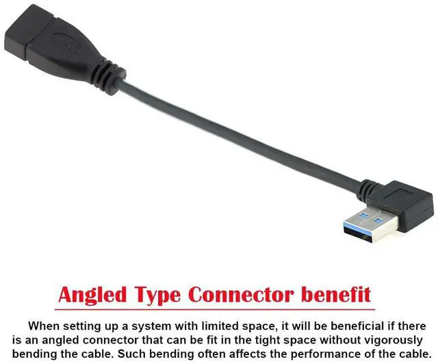 Alt view image 3 of 7 - Left Angled Cord USB 3.0 Male to Female Type-A Extension Cable Super Speed 90 Degree Connector Compatible with Tight Spaces HDTV Desktop Laptop Gaming (16cm)