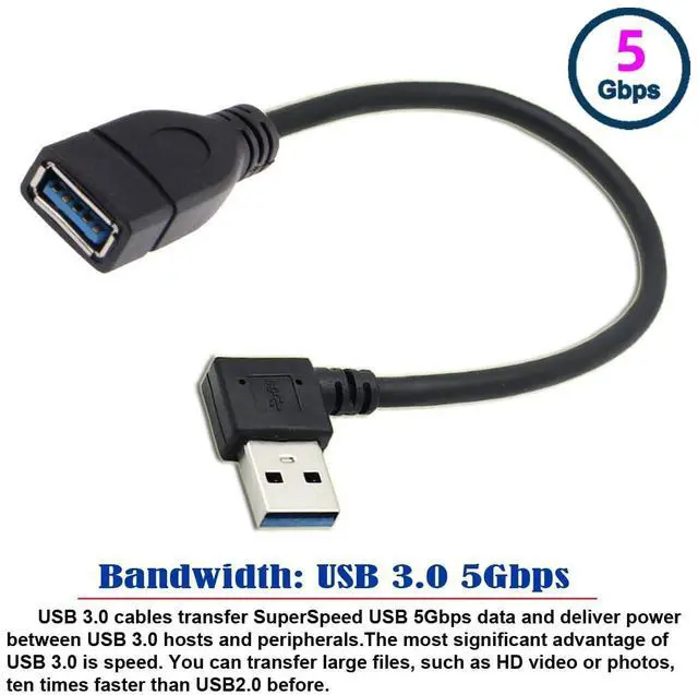 Alt view image 2 of 7 - Left Angled Cord USB 3.0 Male to Female Type-A Extension Cable Super Speed 90 Degree Connector Compatible with Tight Spaces HDTV Desktop Laptop Gaming (16cm)