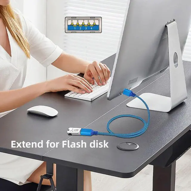 Alt view image 7 of 7 - USB 3.0 Type-A Male to USB3.0 Type-A Female Cable Extension Blue Sleeve Braid Compatible withDisk SSD Camera Data Laptop Desktop 5Gbps (300cm)