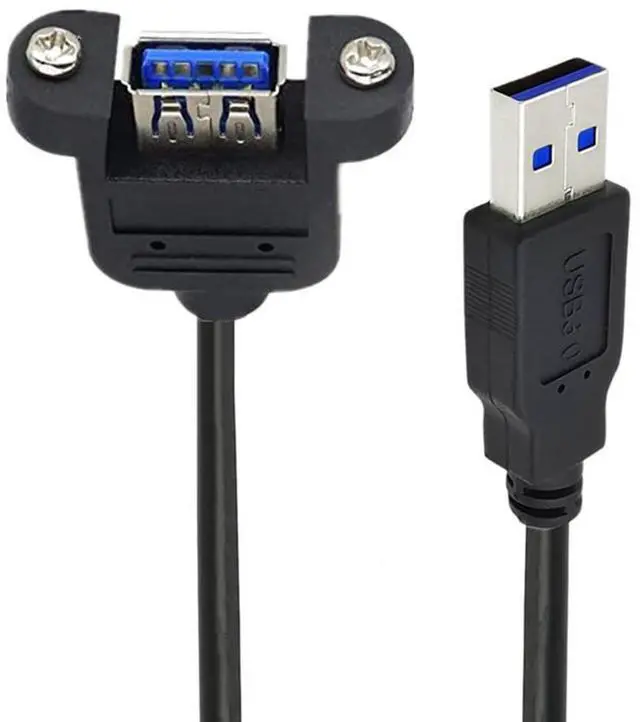 Main image of Straight Connector USB 3.0 Male to Female Type-A Panel Type Extension Cable Super Speed 90 Degree Connector Compatible with Tight Spaces HDTV Desktop Laptop Gaming (30cm)