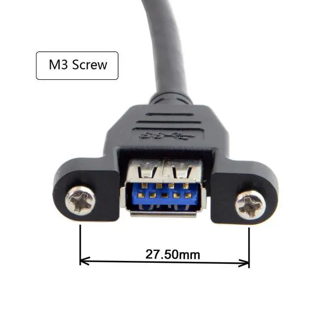 Alt view image 5 of 7 - Straight Connector USB 3.0 Male to Female Type-A Panel Type Extension Cable Super Speed 90 Degree Connector Compatible with Tight Spaces HDTV Desktop Laptop Gaming (30cm)