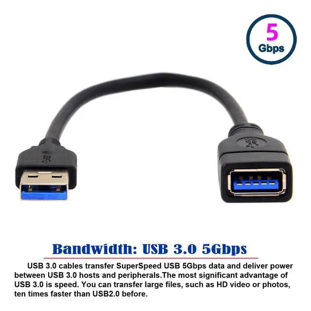 Alt view image 7 of 7 - Straight Connector USB 3.0 Male to Female Type-A Extension Cable Super Speed 90 Degree Connector Compatible with Tight Spaces HDTV Desktop Laptop Gaming (16cm)