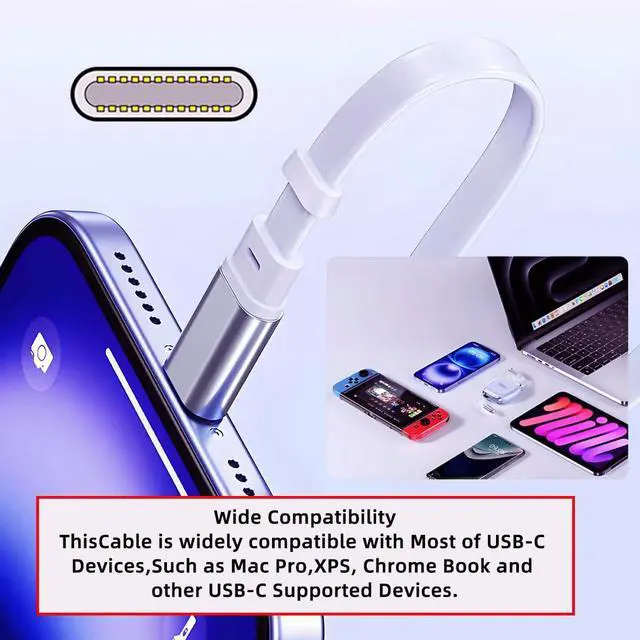 Alt view image 4 of 7 - Retractable Stretch Coiled USB-C Type-C Cable Male to Male 480Mbps USB2.0 Version240W Compatible with Laptop Phone Tablet Type-C Male to Male Cable Power & Data (Purple 100cm)