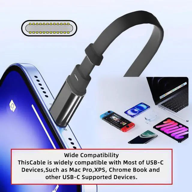 Alt view image 5 of 7 - Retractable Stretch Coiled USB-C Type-C Cable Male to Male 480Mbps USB2.0 Version240W Compatible with Laptop Phone Tablet Type-C Male to Male Cable Power & Data (Black 100cm)