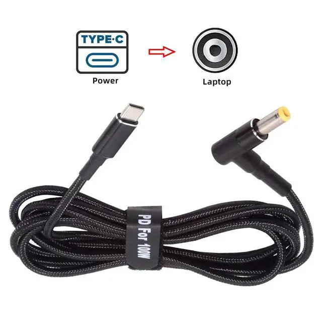 Alt view image 6 of 7 - 100W USB Type-C USB-C Power Input to 20V DC Plug 5.5 * 2.5mm Output 20V 5A 100W & 65W PD Charge Cable Compatible with Laptop (6ft/180cm)