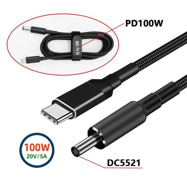 Alt view image 2 of 7 - 100W USB Type-C USB-C Power Input to 20V DC Plug 5.5 * 2.1mm Output 20V 5A 100W & 65W PD Charge Cable Compatible with Laptop (6ft/180cm)